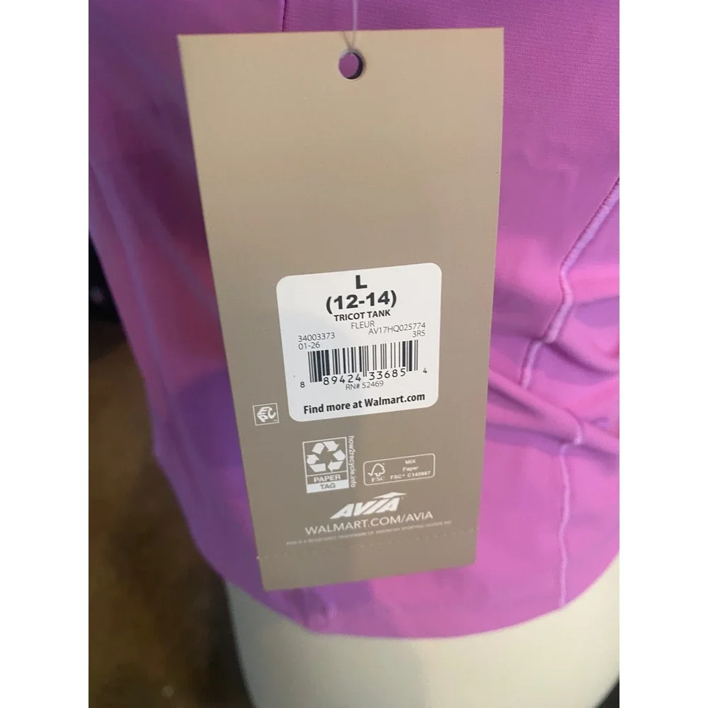 Avia Tricot Tank Fleur Pink Quarter Zip Mock Neck Sleeveless Top Large 12-14 NEW - Picture 5 of 9